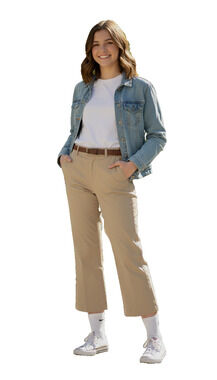 Authentic Galaxy Teen Girls’ Khaki Twill Chino Pants Back Elastic Waist Size 12